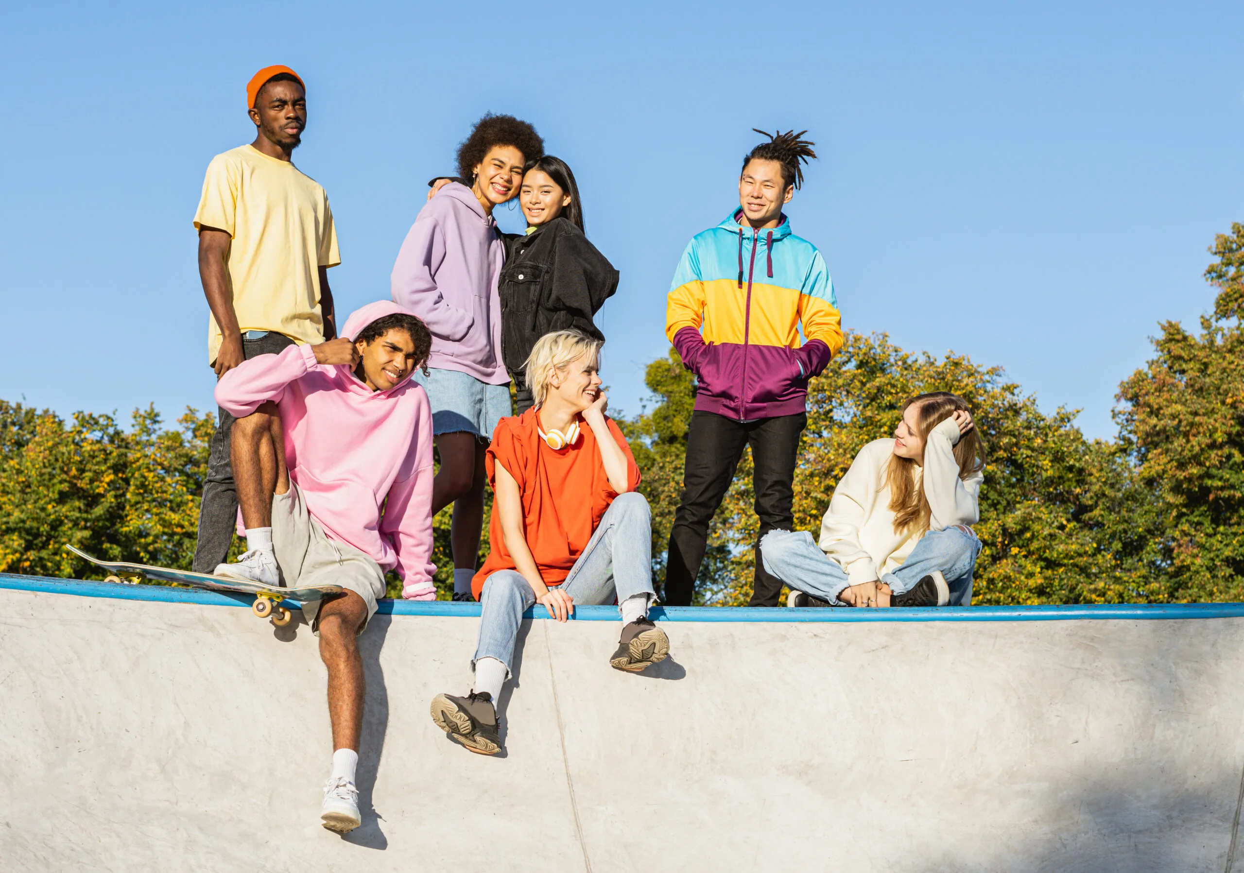 Jongeren in het skatepark